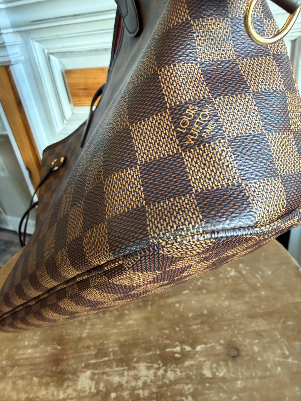 Neverfull MM with pouch in Damier Ebene