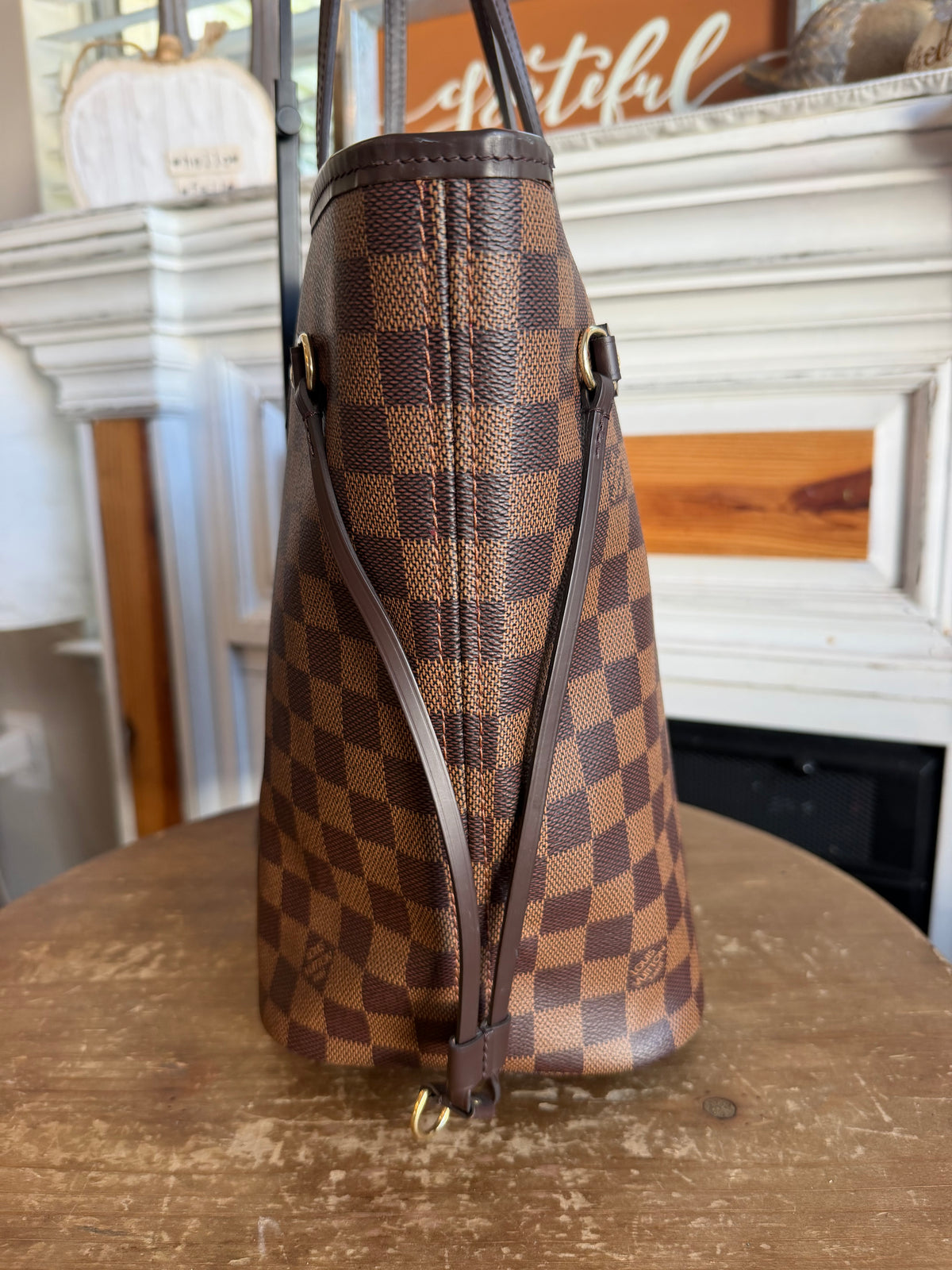 Neverfull MM with pouch in Damier Ebene