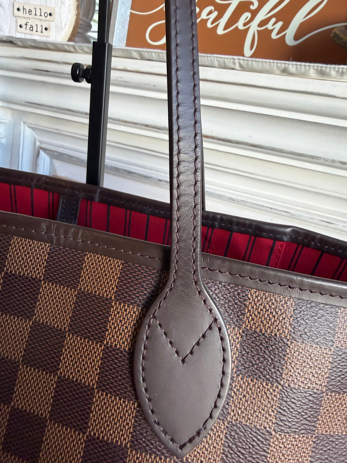 Neverfull MM with pouch in Damier Ebene
