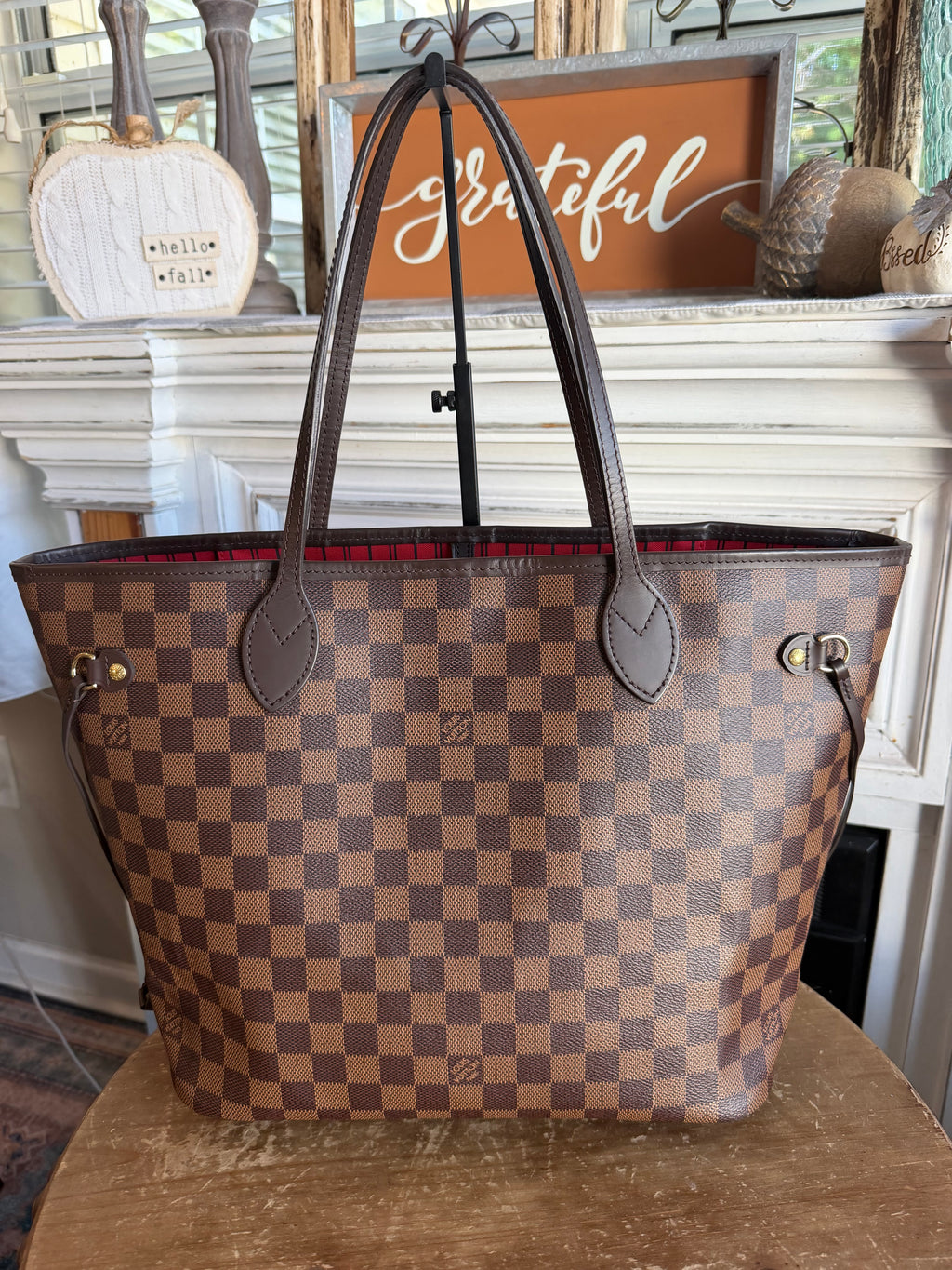 Neverfull MM with pouch in Damier Ebene