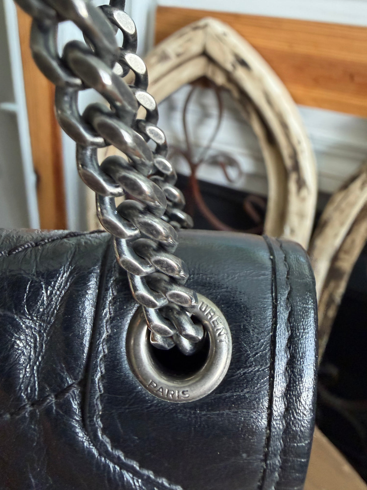 Niki Baby Matelassé in Black on Black with Silver Hardware