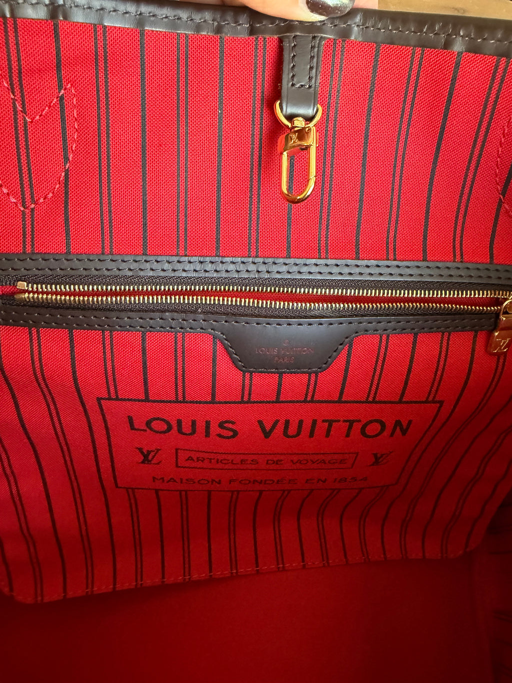 Neverfull MM with pouch in Damier Ebene