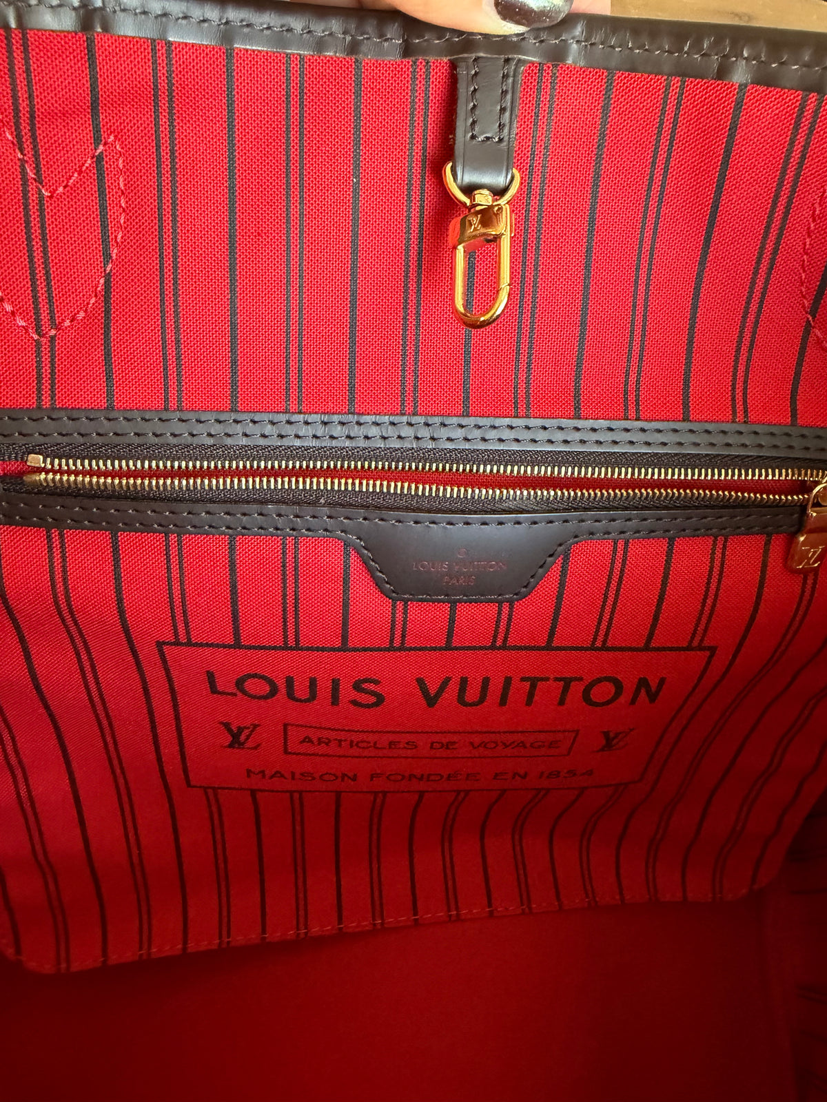 Neverfull MM with pouch in Damier Ebene