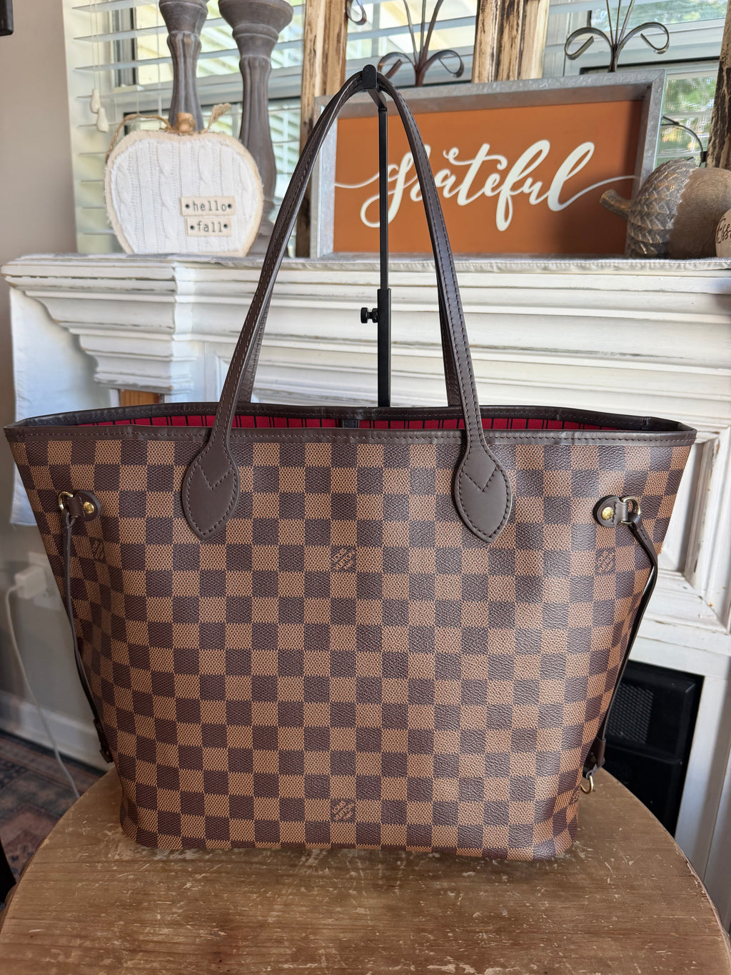 Neverfull MM with pouch in Damier Ebene