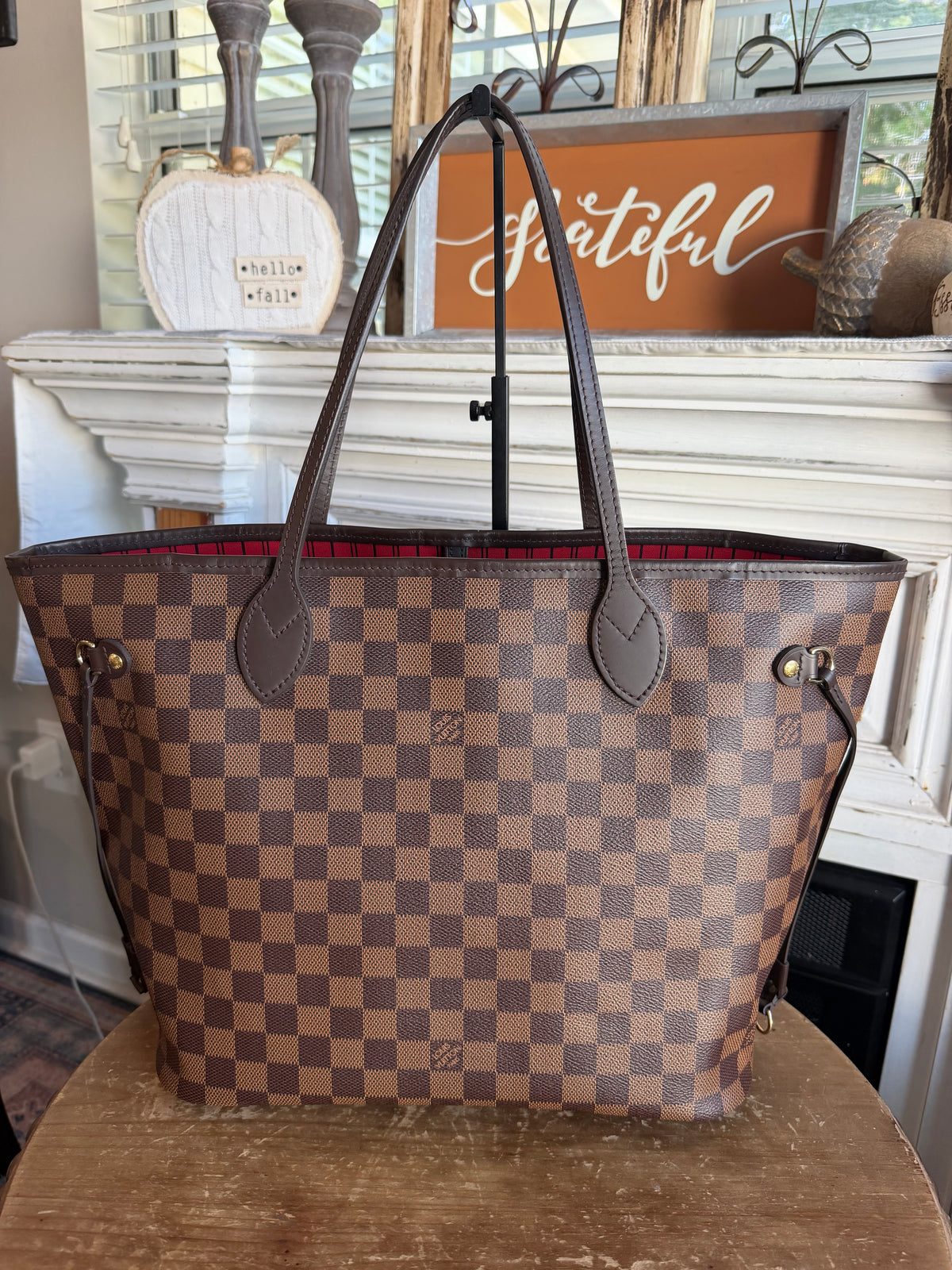 Neverfull MM with pouch in Damier Ebene