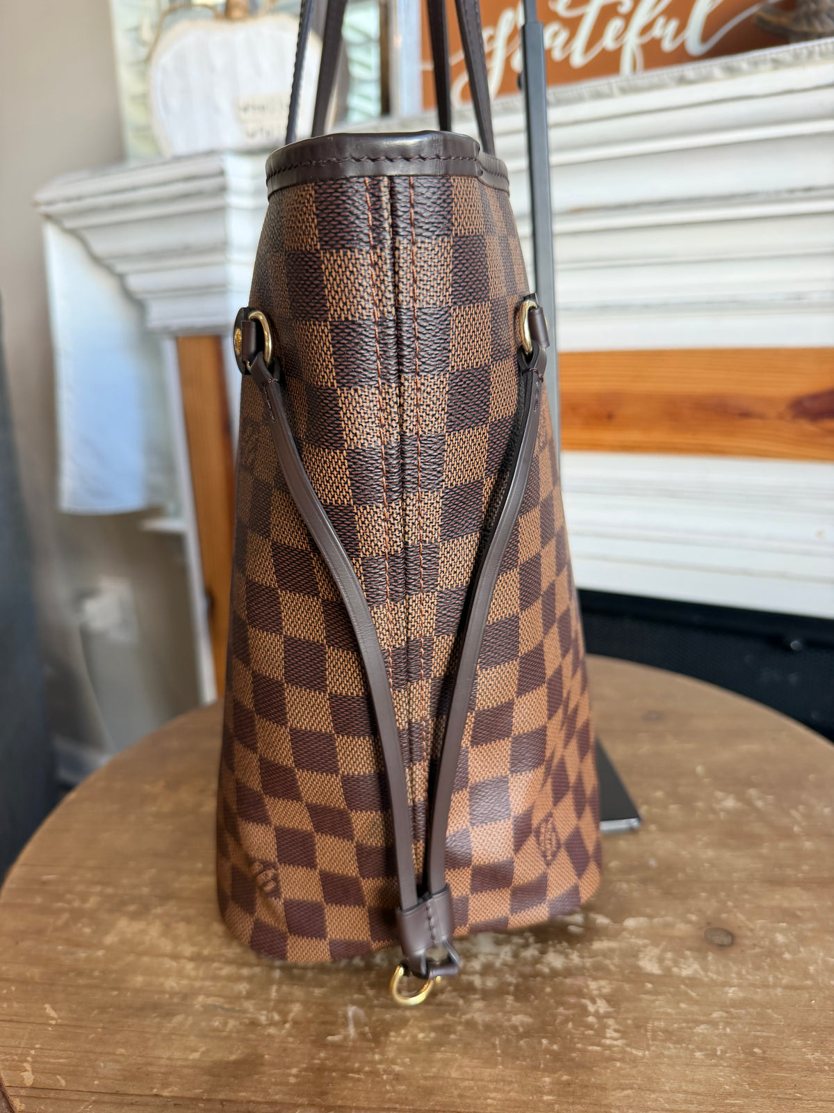 Neverfull MM with pouch in Damier Ebene