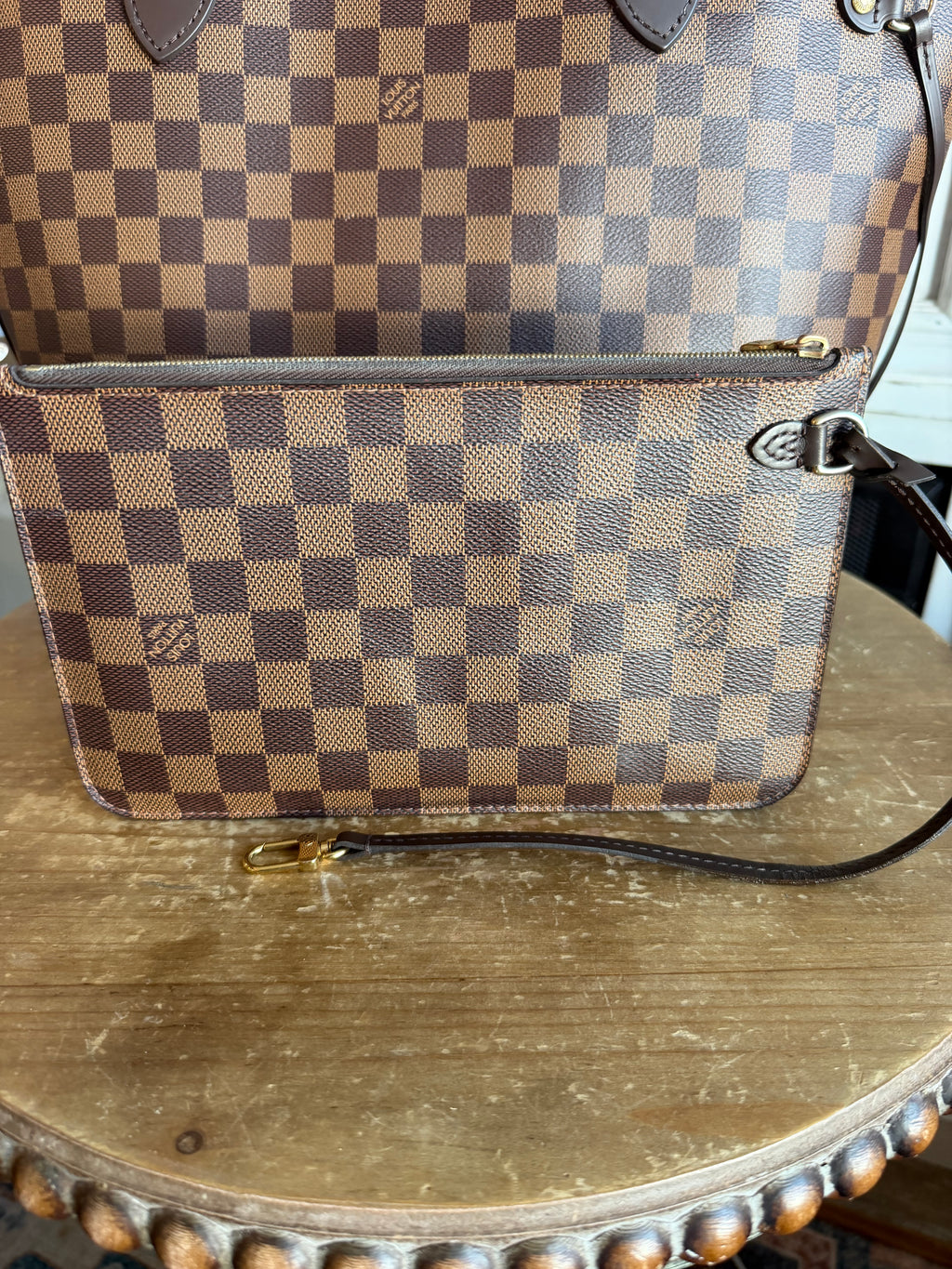 Neverfull MM with pouch in Damier Ebene