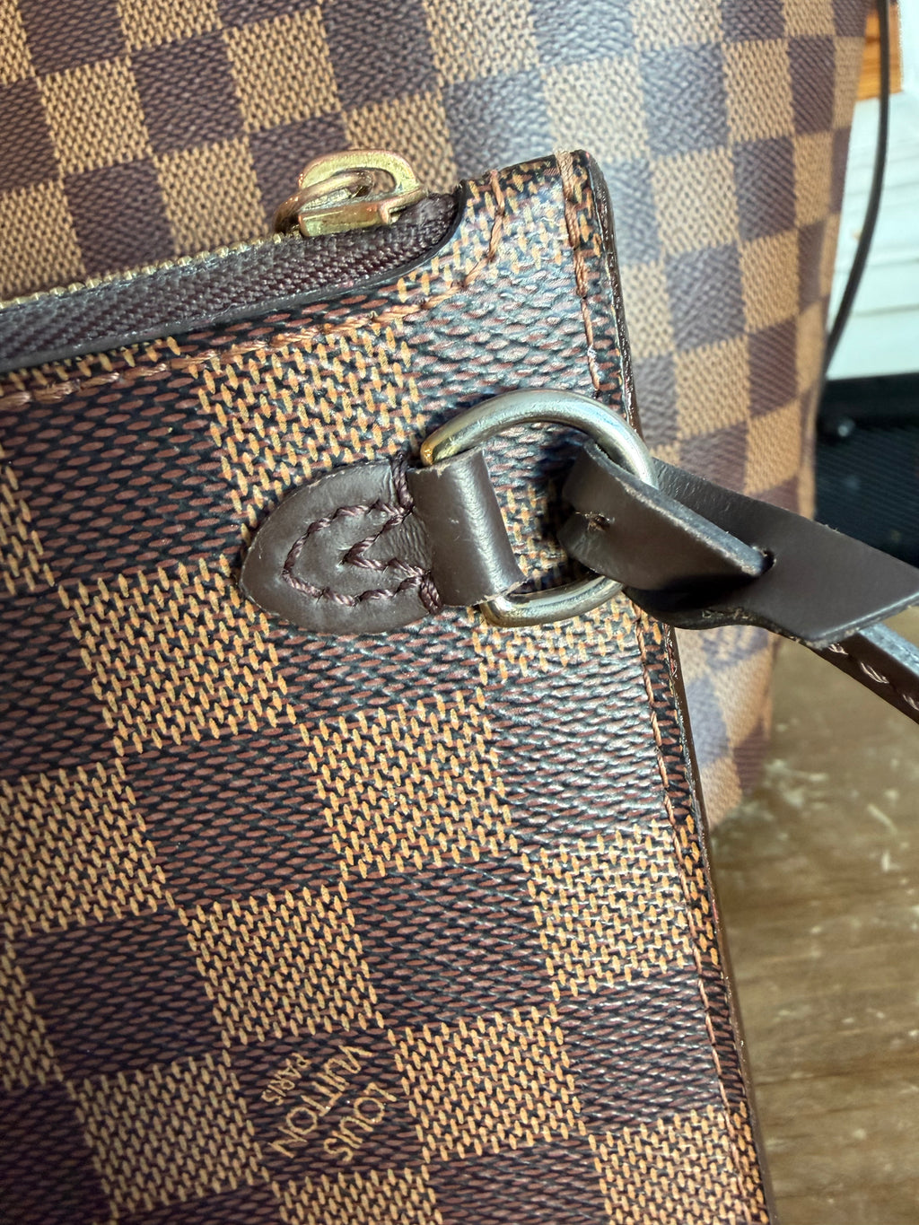 Neverfull MM with pouch in Damier Ebene