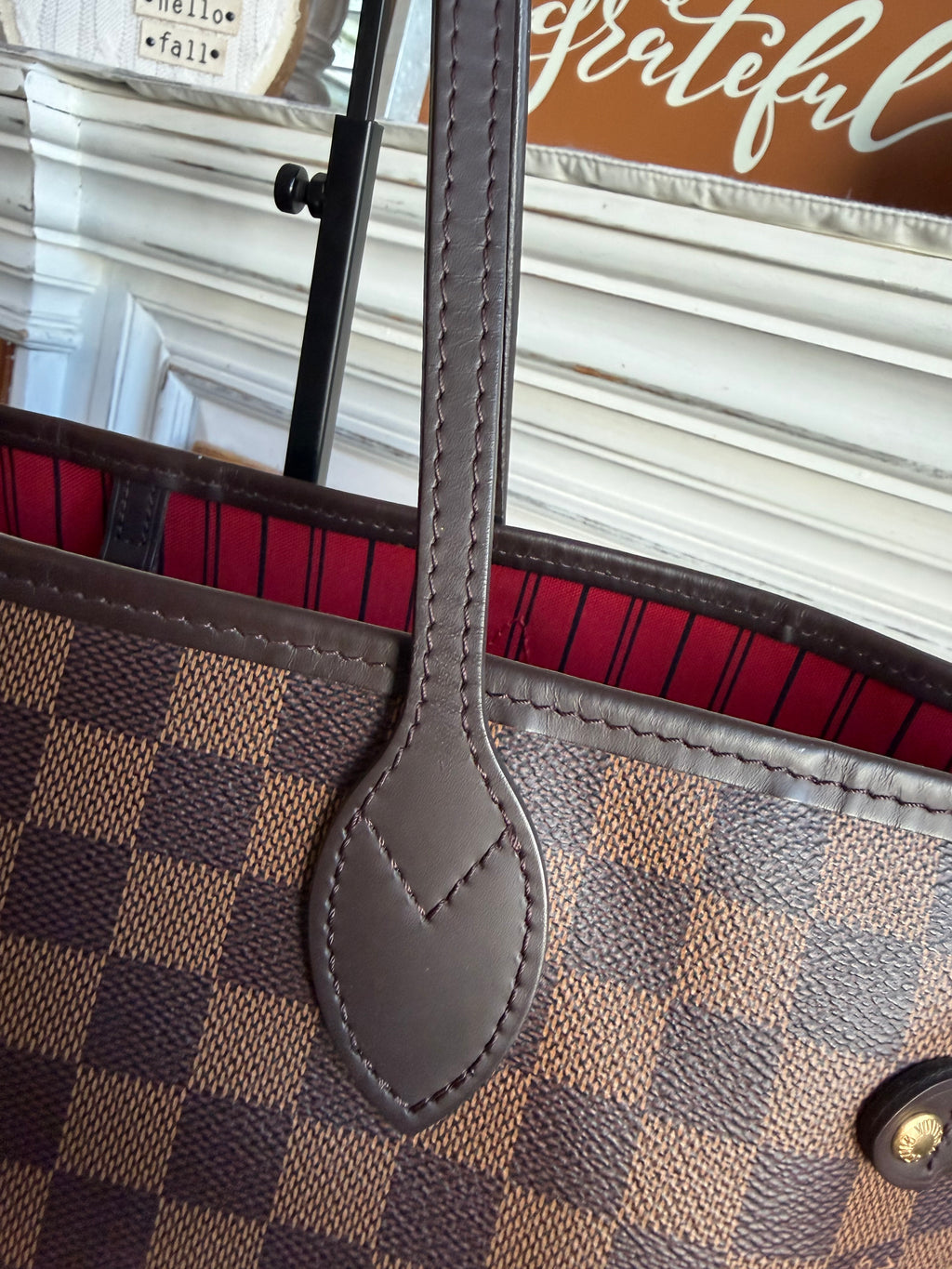 Neverfull MM with pouch in Damier Ebene