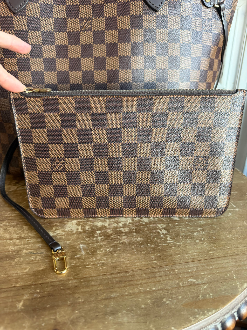 Neverfull MM with pouch in Damier Ebene