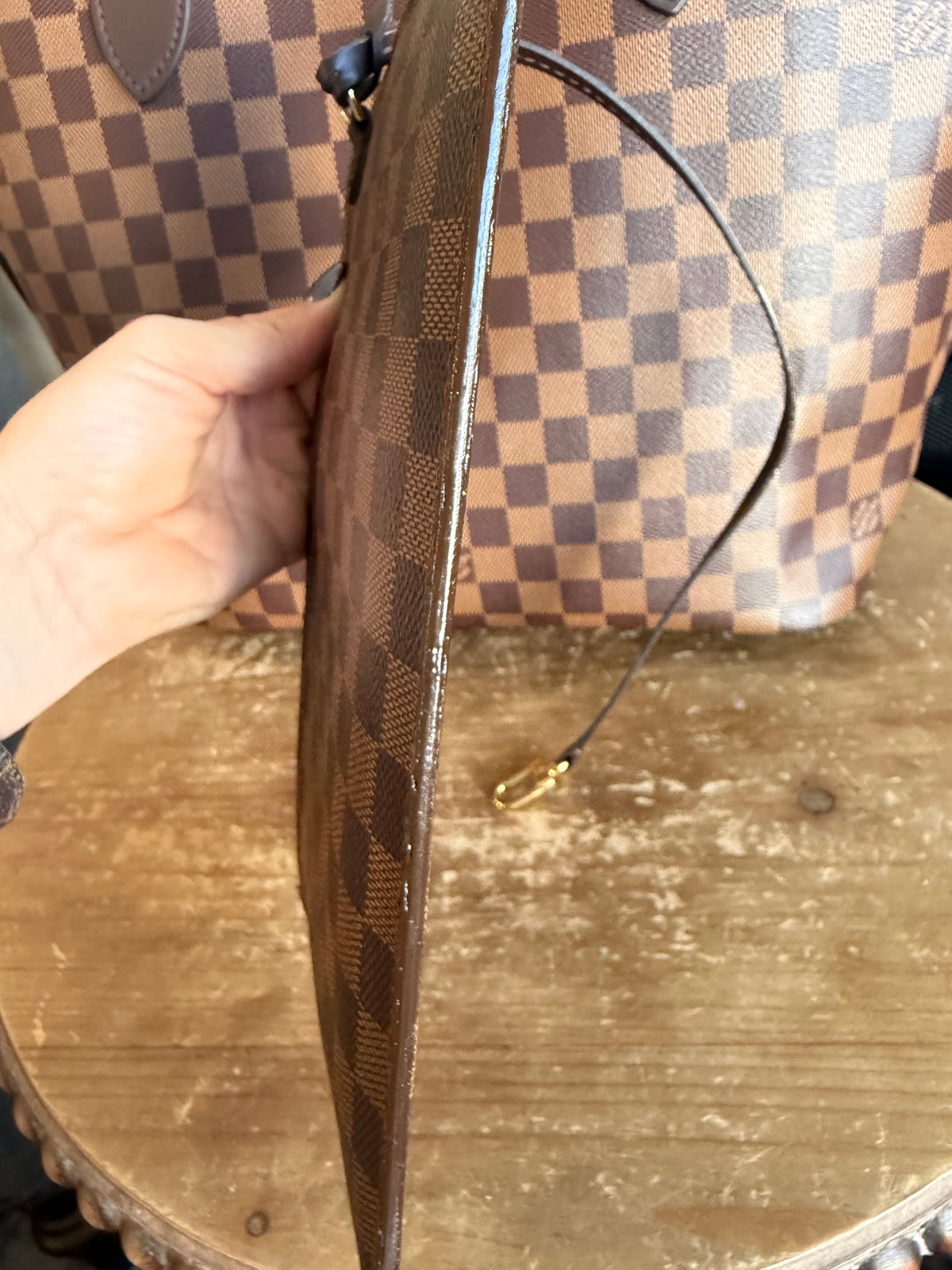 Neverfull MM with pouch in Damier Ebene