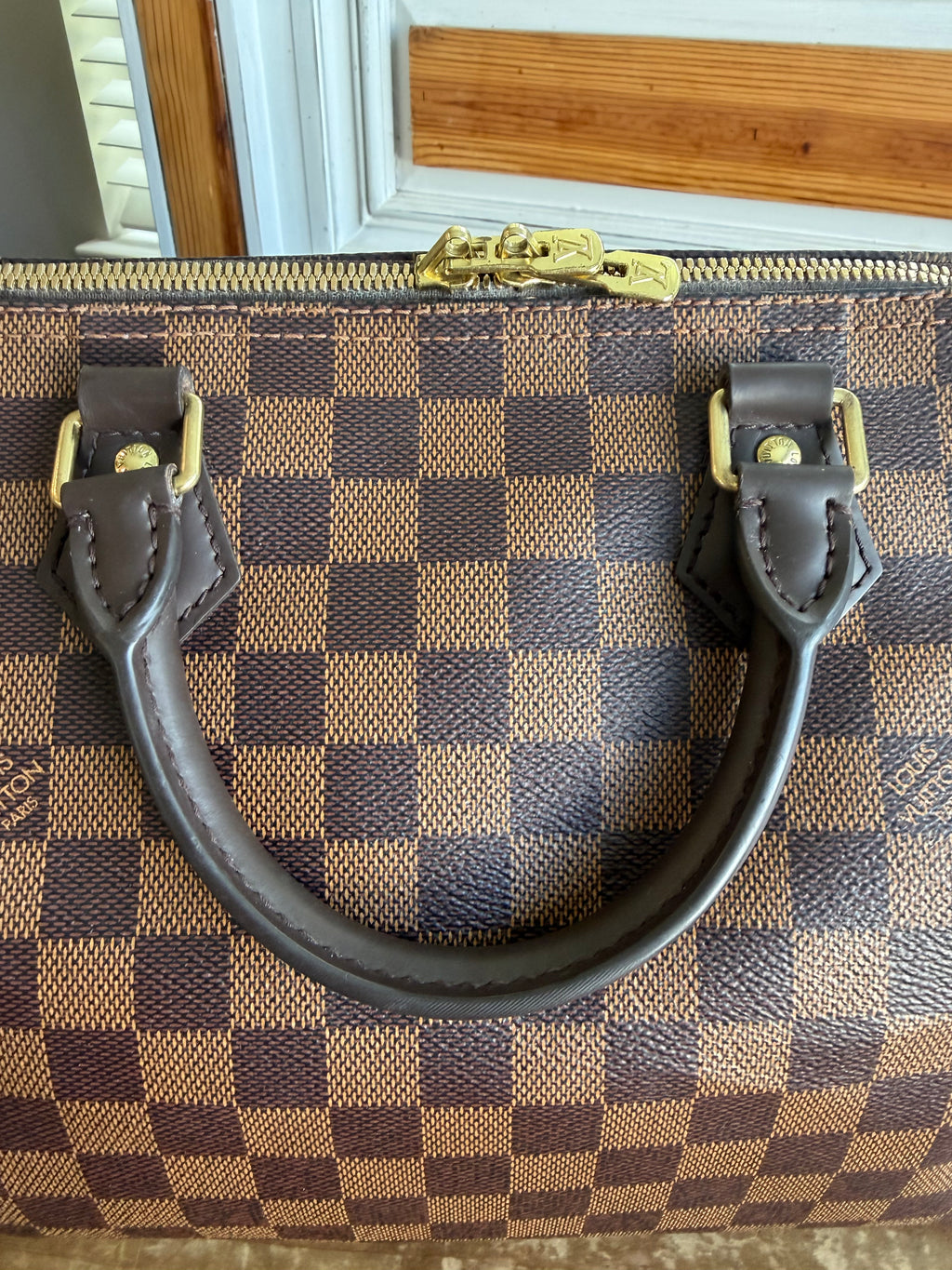 Speedy 30B Bandouliere in Damier Ebene